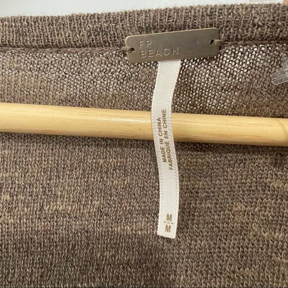 Free People beach gold rush Henley striped brown tunic  linen top medium - Picture 7 of 10